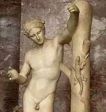 Apollo the lizard-killer (detail), Roman copy of Praxiteles, 4th century BC