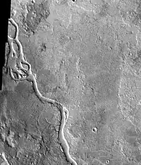 Apsus Vallis, as seen by THEMIS.  Apsus is near the Elysium volcanic system; it may have been partially formed by the action of lava.