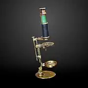 The aquatic microscope made by Cuff for Abraham Trembley, on display at Musée d'histoire des sciences de la Ville de Genève