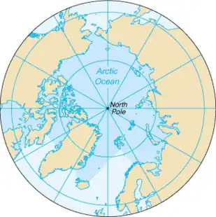 Image 4The Arctic Ocean, with borders as delineated by the International Hydrographic Organization (IHO), including Hudson Bay (some of which is south of 57°N latitude, off the map) and all other marginal seas. (from Arctic Ocean)