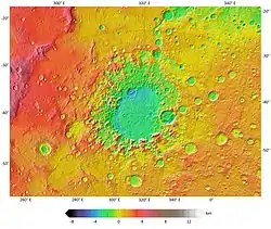 Topography of the Argyre basin, the major feature in the Argyre quadrangle.