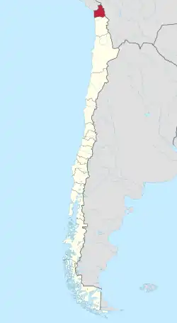 Map of Arica y Parinacota Region