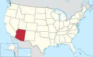 Location of Arizona in the United States