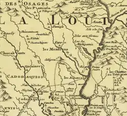 Image 44A map of the region in Louisiana, 1687 (from History of Arkansas)