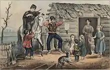 Image 49The Turning of the Tune: Traveller Playing the "Arkansas Traveller", lithograph by Currier and Ives, 1870 (from History of Arkansas)