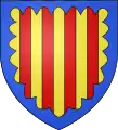 Arms of the House of Merode: Or four pallets gules, a bordure engrailed azure.