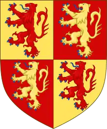 Owain Glyndŵr's banner. Glyndŵr used the same coat of arms Owain Lawgoch.