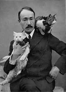 Arnold Henry Savage Landor, with kittens Kerman and Zeris, with whom he travelled in Across Coveted Lands