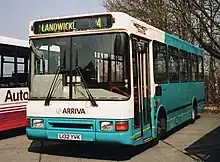 A Paladin body with the upright "wrap-around" screen, on Dennis Dart chassis.