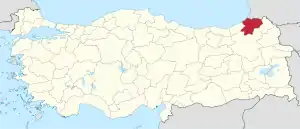 Location of the province within Turkey