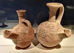 Philistine pottery at the Museum of Philistine culture, Ashdod, Israel.