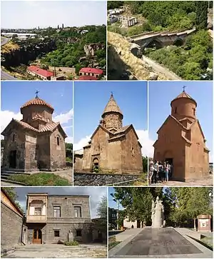 From top left:
Ashtarak town • Ashtarak bridge of 1664Karmravor Church • Saint Marianeh Church • Surp Sarkis ChurchHouse-museum of Perch Proshyan • the statue of Nerses Ashtaraketsi