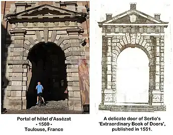 Influence on hôtel d'Assézat's portal.