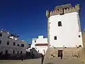 Borj al-Hamra or Al-Qamra Tower, overlooking city square.