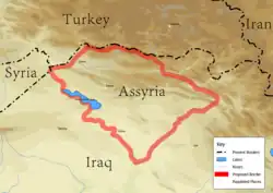 The Assyrian Triangle had the greatest concentration of indigenous Assyrians in both their native land and the world prior to the 2014 invasion of Iraq by ISIS, and was the proposed borders for an autonomous Assyrian state following World War I.