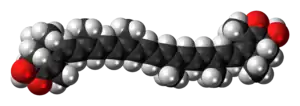 Space-filling model of the astaxanthin molecule