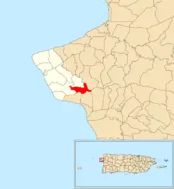 Location of Atalaya within the municipality of Rincón shown in red