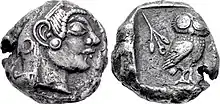 Image 8Athens coin (c. 500/490-485 BC) discovered in Pushkalavati. This coin is the earliest known example of its type to be found so far east. (from Punch-marked coins)