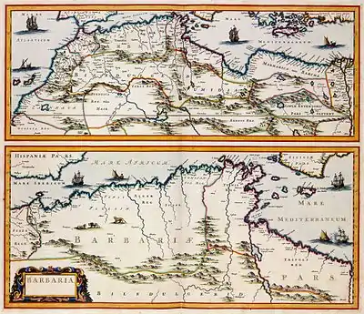 Image 19Barbaria by Jan Janssonius, shows the coast of North Africa, an area known in the 17th century as Barbaria, c. 1650 (from Barbary pirates)