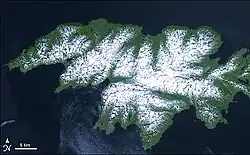 Attu Island with land area of 892.795 km² (344.71 sq mi)