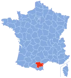 Location of Aude in France