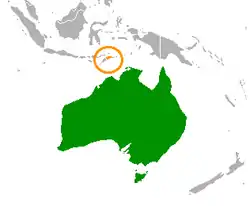 Map indicating locations of Australia and East Timor