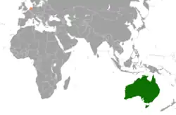 Map indicating locations of Australia and Netherlands