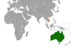 Map indicating locations of Australia and Vietnam