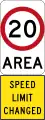 New 20 km/h Speed Limit Area (Used in South Australia)