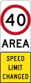 New 40 km/h Speed Limit Area (Used in South Australia)