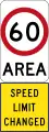 New 60 km/h Speed Limit Area (Used in South Australia)