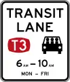 (R7-7-5) T3 Transit Lane Restriction (3 people or more (1 driver, 2 passengers))