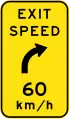 (W1-9-2) Exit advisory speed with curve to right