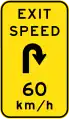 (W1-9-5) Exit advisory speed with hairpin curve to right