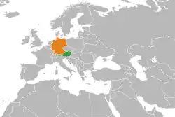 Map indicating locations of Austria and Germany