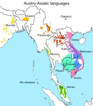 Distribution of Austroasiatic