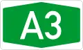 A3 motorway shield