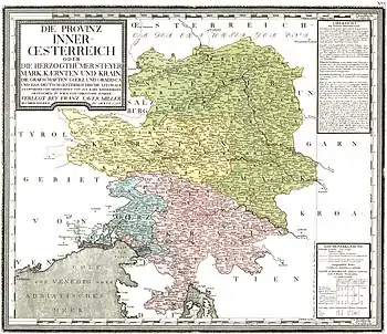 Carinthia (yellow) within Inner Austria, c. 1790