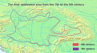 Image 13The Avar settlement area from the 7th to the 9th century, according to Éva Garam (from History of Slovakia)