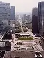 From the roof of the Grande Arche, past the skyscrapers of La Défense, down the Axe historique.