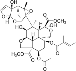 Image 24Structure of Azadirachtin, a terpenoid produced by the Neem plant, which helps ward off microbes and insects. Many secondary metabolites have complex structures (from Evolutionary history of plants)