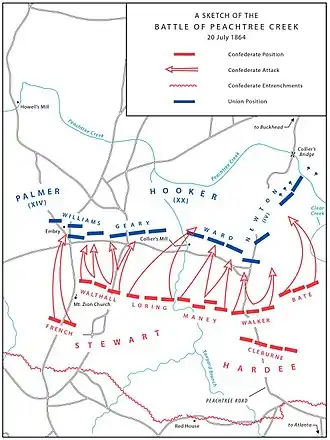 Map 3:A sketch of the Battle of Peachtree Creek, July 20, 1864.