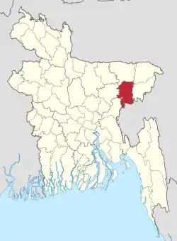 Location of Habiganj District in Bangladesh