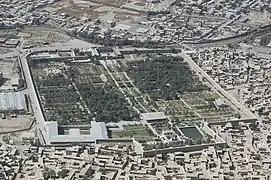 View of the gardens from a mountain top in 2009