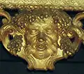 Detail of Bacchus on one of a pair of side-tables made for Lord Fane and/or his wife c. 1740 (part of the base for the scagliola). Possibly meant for the New House's Grotto at Basildon.