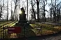 Baer monument in Tartu with COVID-19 warning sign: "Keep distance or go home!"