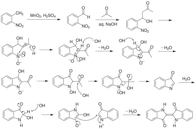 Baeyer-Drewson indigo synthesis mechanism