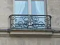 Balcony with elm symbol, overlooking the 'Crossroads of the Elm', Place Saint-Gervais, Paris