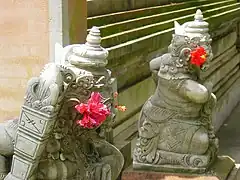 Guardian statues held symbolic meanings also part of decoration in Balinese architecture.