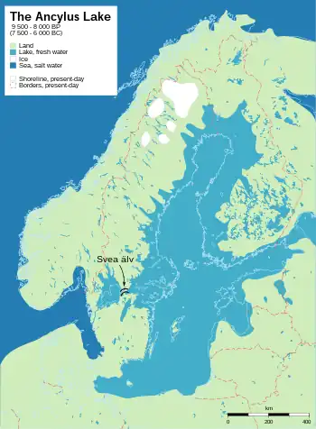 Image 47Ancylus Lake covered major part of Finland (7,500–6,000 BC) (from History of Finland)